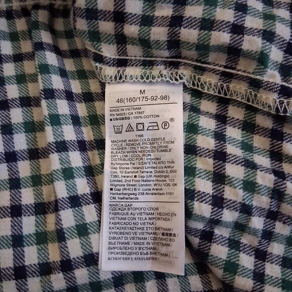 GAP NWT Women's Size Medium Green Navy Plaid Tiered Mini Dress - Picture 8 of 12